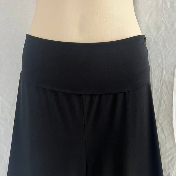 Black Wide Leg Culottes w/Fold-Down Waist – Stretchy/Pull-on/Ankle Length – Sz S - Picture 5 of 13